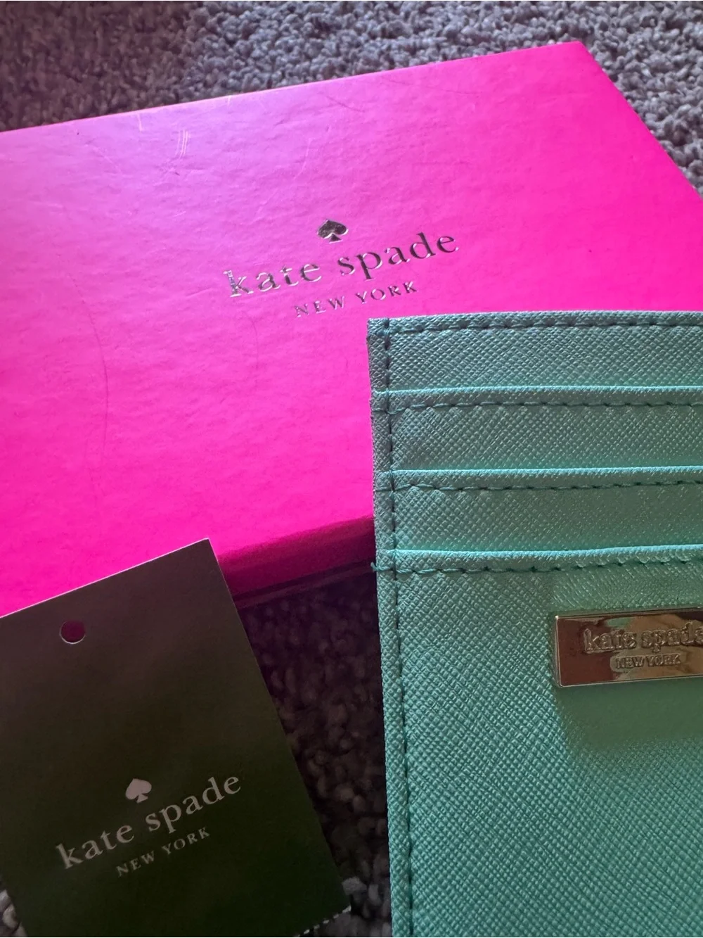 kate spade Mint Green Cardholder Wristlet with box and tags